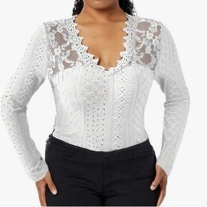 Elegant White Lace Women's Top